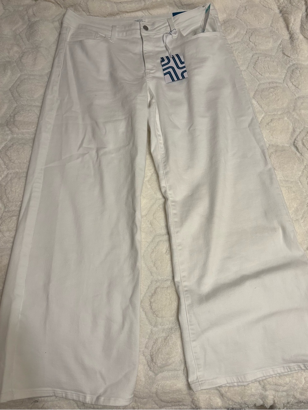 Market & Spruce White Wide-Leg Mid-Rise Jeans